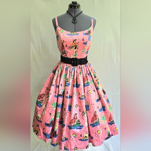 🪝Off The Hook - "Neverland" Jenny Dress Micheline Pitt Art Pinup Couture L - Picture 2 of 14